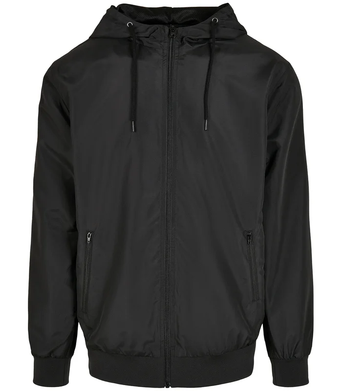 Build Your Brand Build Your Brand Recycled windrunner in Black/Black