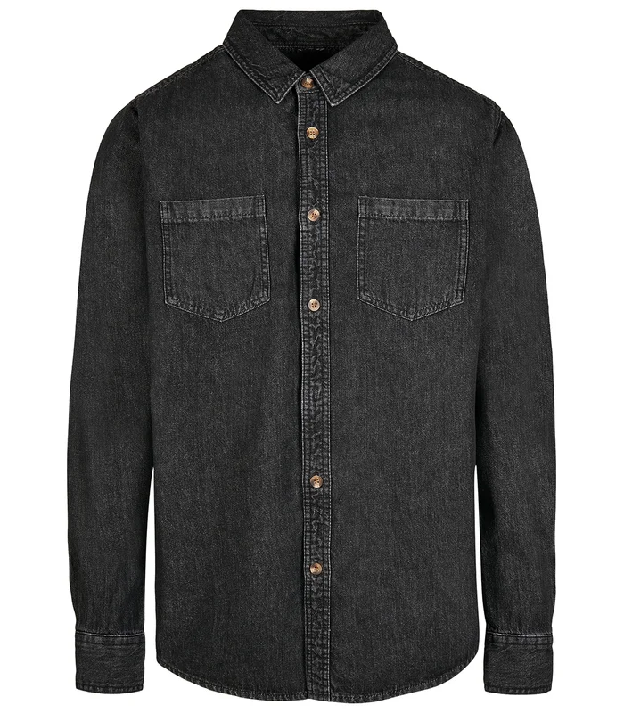 Build Your Brand Build Your Brand Denim shirt in Black Washed