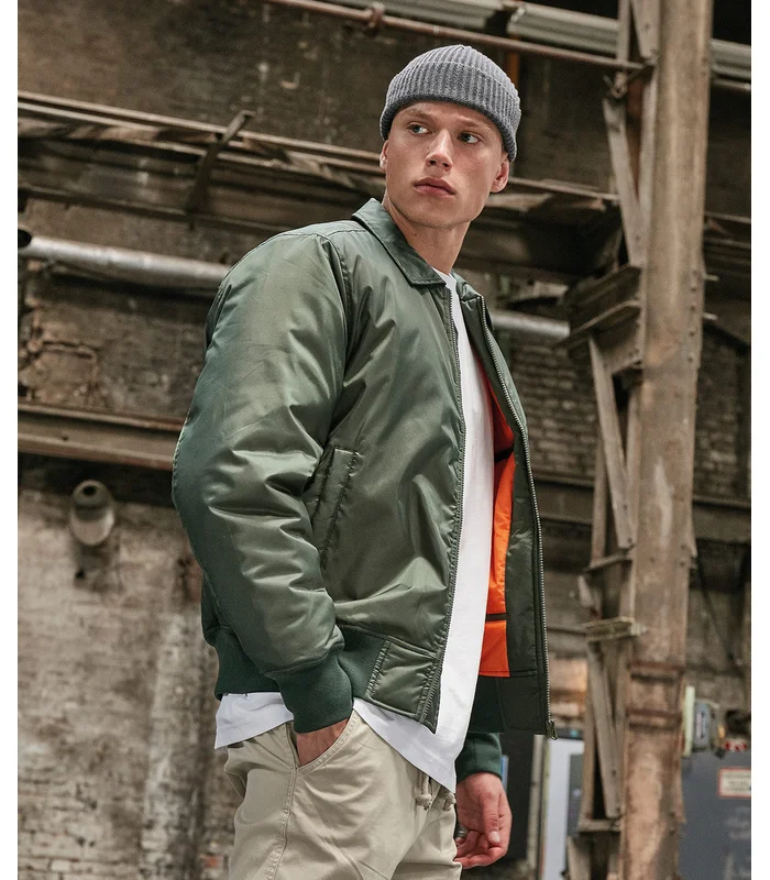 Build Your Brand Build Your Brand Collar bomber jacket in Dark Olive