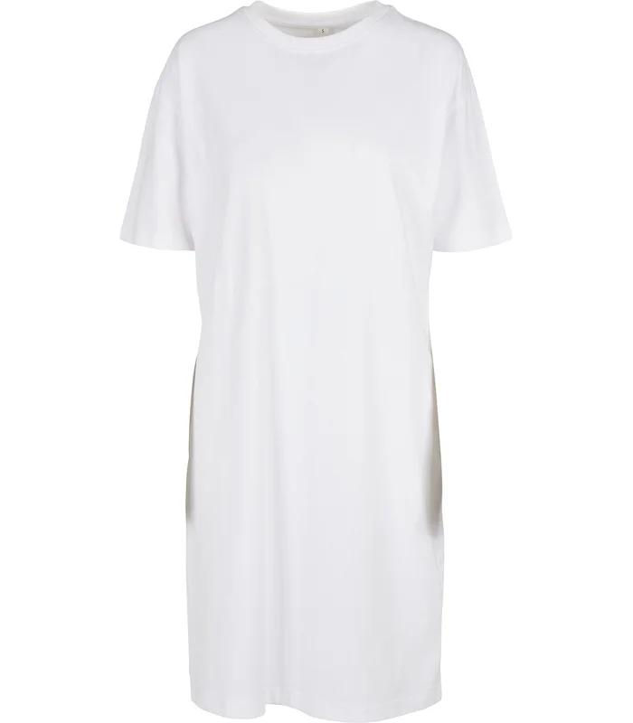 Build Your Brand Build Your Brand Women's organic oversizes slit tee dress in White