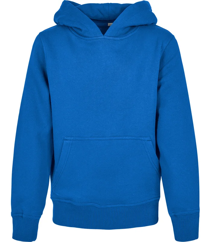 Build Your Brand Build Your Brand Organic kids basic hoodie in Intense Blue