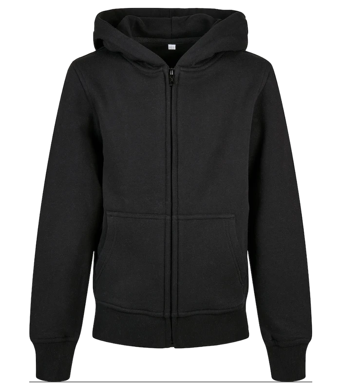 Build Your Brand Build Your Brand Organic kids basic zip hoodie in Black