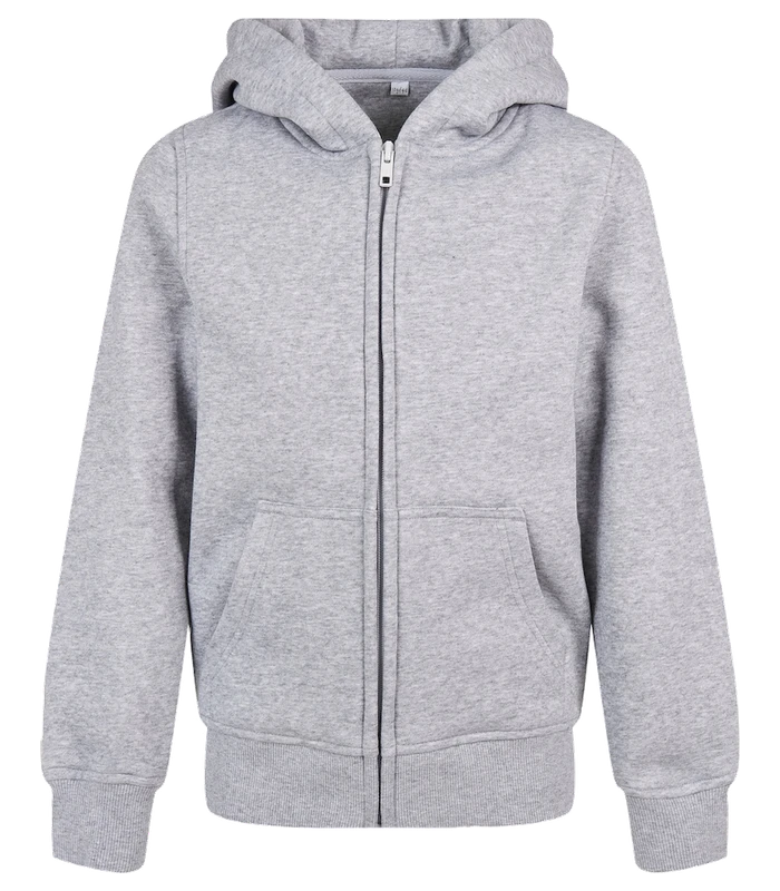 Build Your Brand Build Your Brand Organic kids basic zip hoodie in Heather Grey