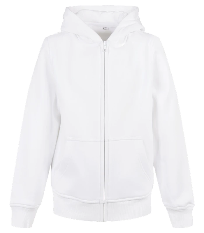 Build Your Brand Build Your Brand Organic kids basic zip hoodie in White