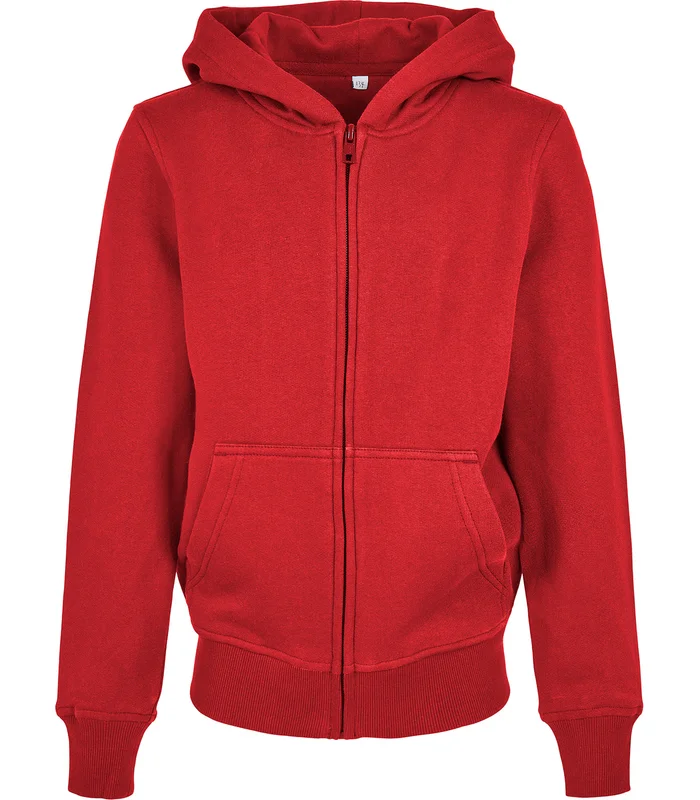 Build Your Brand Build Your Brand Organic kids basic zip hoodie in City Red