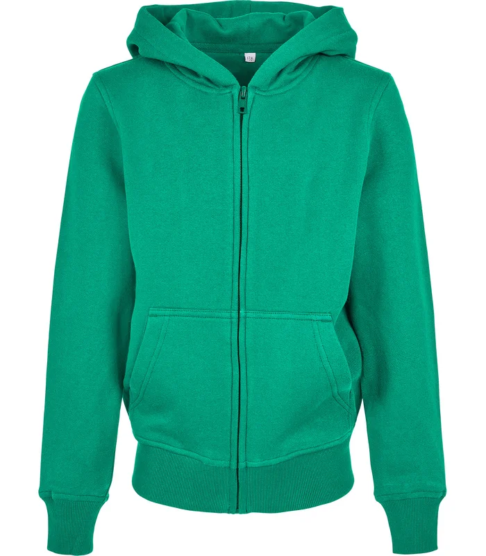 Build Your Brand Build Your Brand Organic kids basic zip hoodie in Grass Green