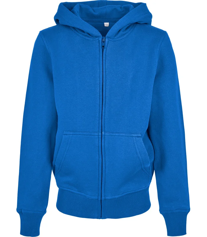 Build Your Brand Build Your Brand Organic kids basic zip hoodie in Intense Blue