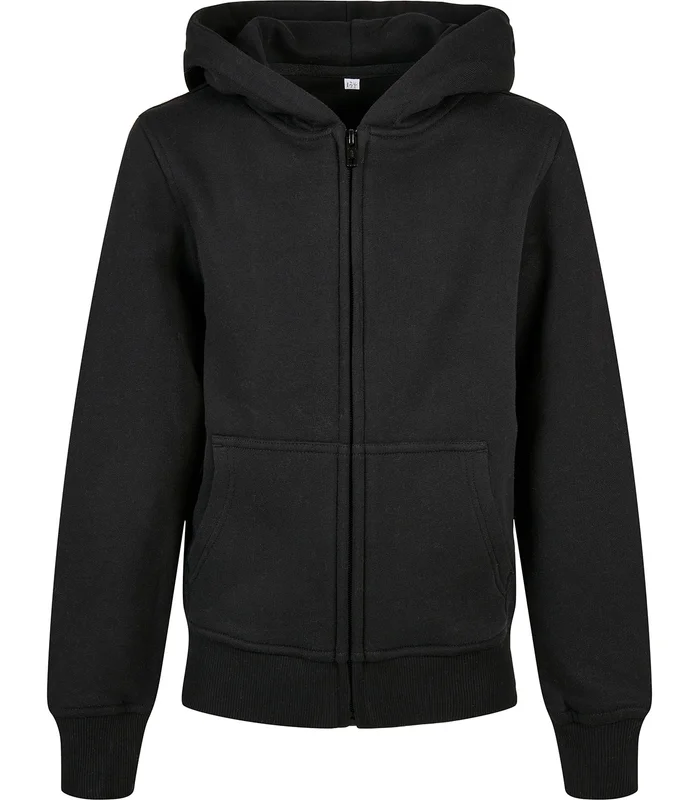 Build Your Brand Build Your Brand Organic kids basic zip hoodie in Black