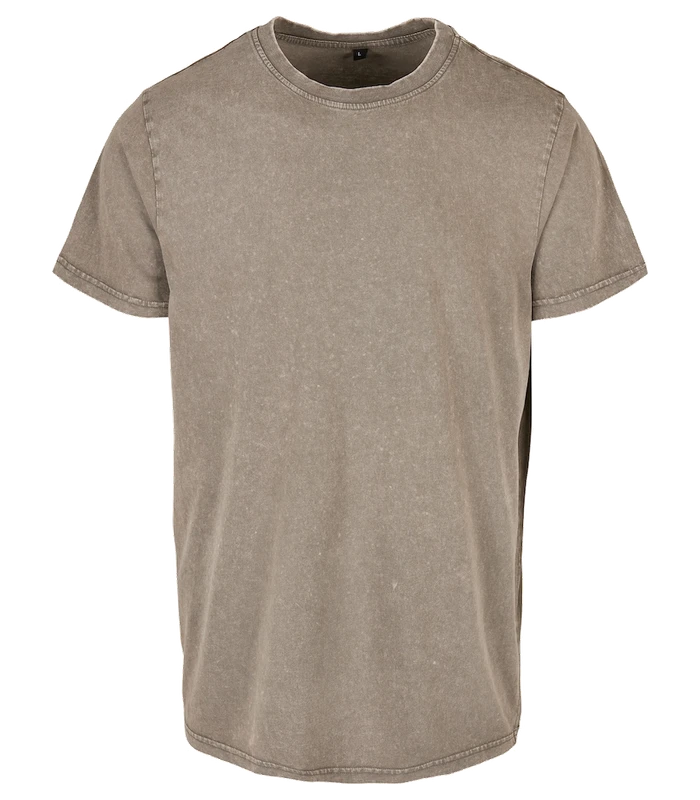 Build Your Brand Build Your Brand Acid washed round neck tee in Dark Khaki