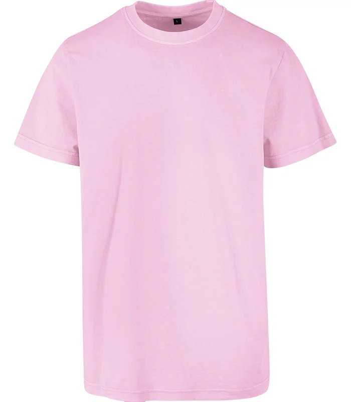 Build Your Brand Build Your Brand Acid washed round neck tee in Soft Pink