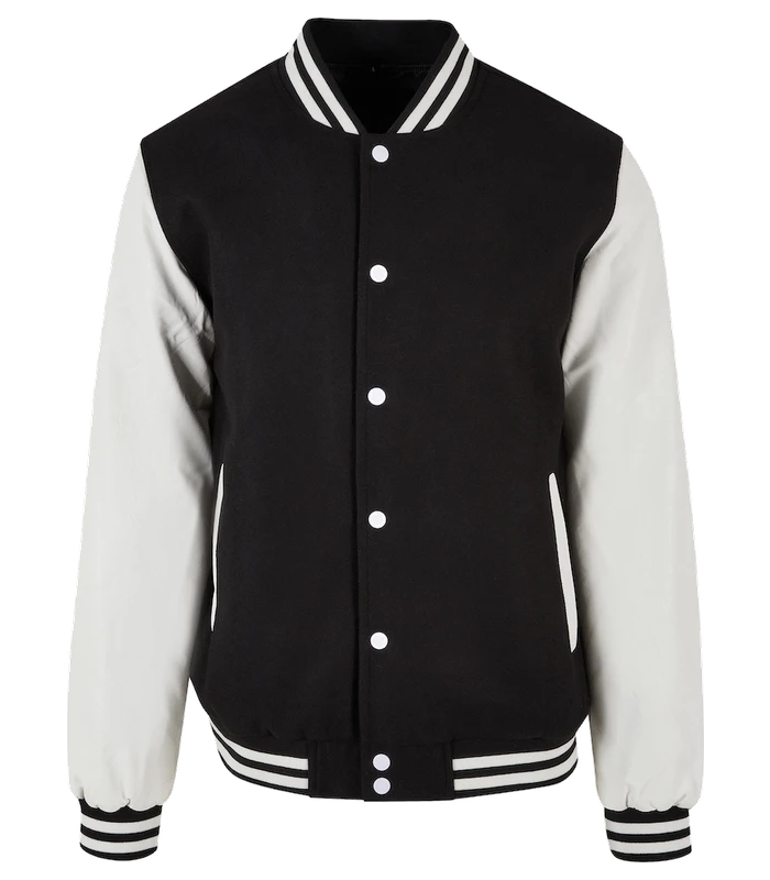 Build Your Brand Build Your Brand Old school college jacket in Black/White