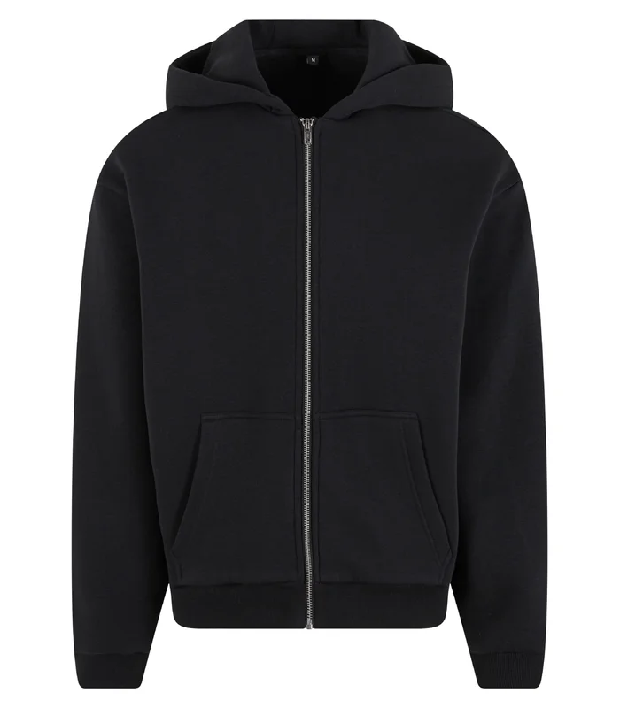 Build Your Brand Build Your Brand Fluffy zip hoodie in Black