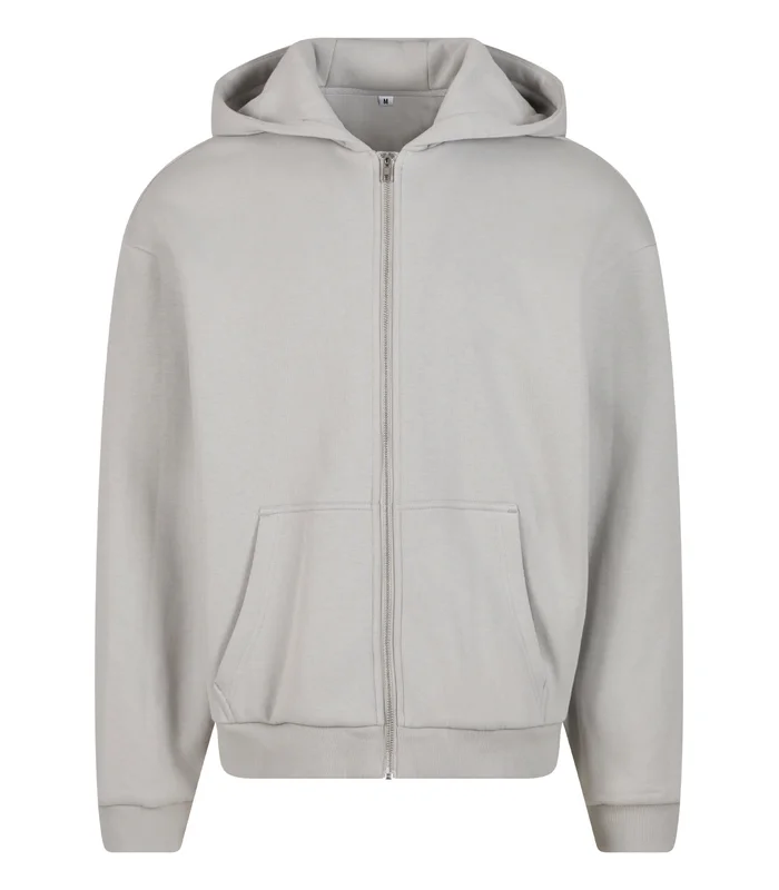 Build Your Brand Build Your Brand Fluffy zip hoodie in Light Asphalt