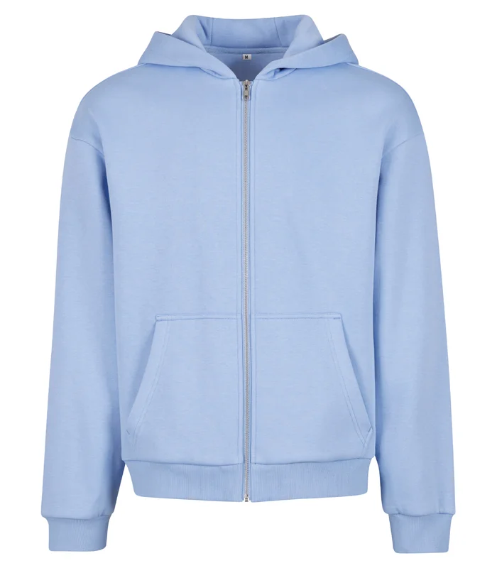 Build Your Brand Build Your Brand Fluffy zip hoodie in Powder Blue