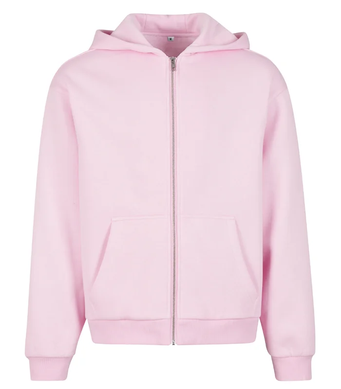 Build Your Brand Build Your Brand Fluffy zip hoodie in Soft Pink