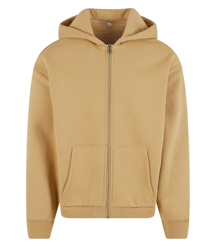 Build Your Brand Build Your Brand Fluffy zip hoodie in Union Beige