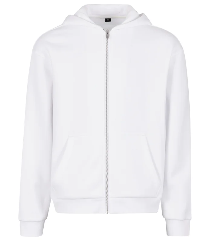 Build Your Brand Build Your Brand Fluffy zip hoodie in White