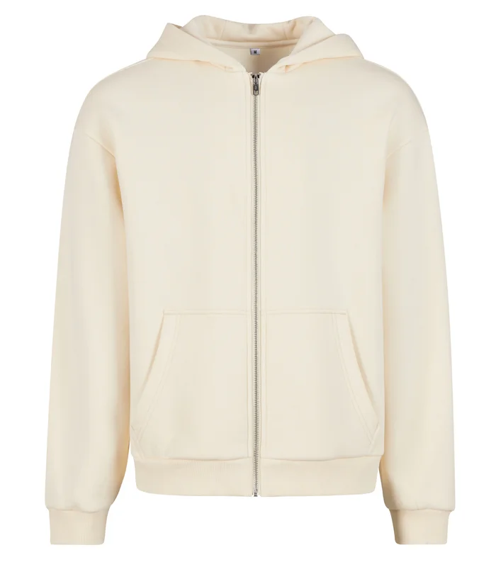 Build Your Brand Build Your Brand Fluffy zip hoodie in White Sand