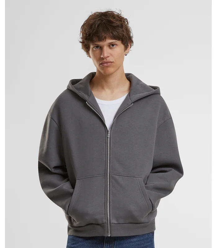 Build Your Brand Build Your Brand Fluffy zip hoodie in Black