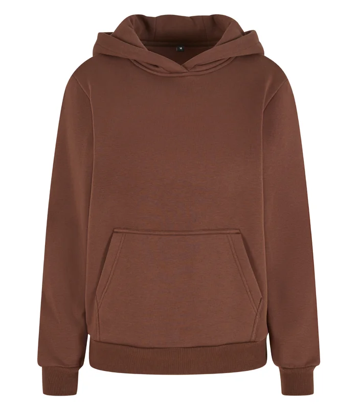 Build Your Brand Build Your Brand Womens fluffy hoodie in Chocolate Brown