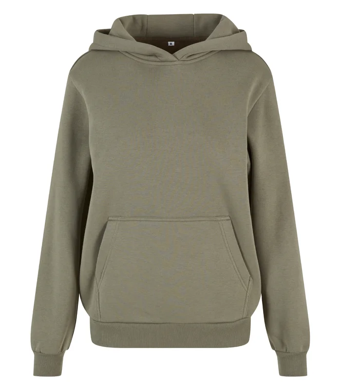 Build Your Brand Build Your Brand Womens fluffy hoodie in Pale Olive
