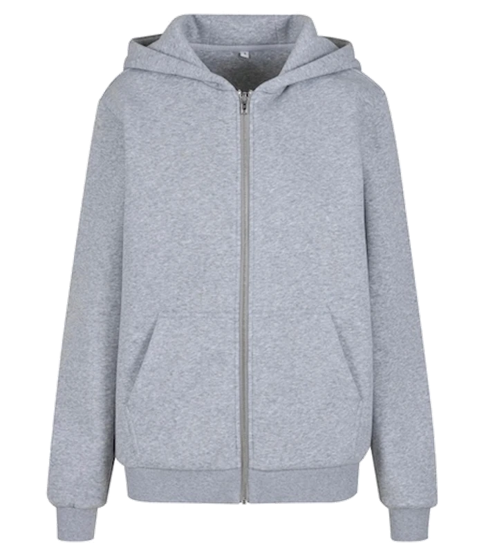 Build Your Brand Build Your Brand Womens fluffy zip hoodie in Heather Grey