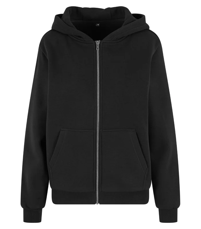 Build Your Brand Build Your Brand Womens fluffy zip hoodie in Black