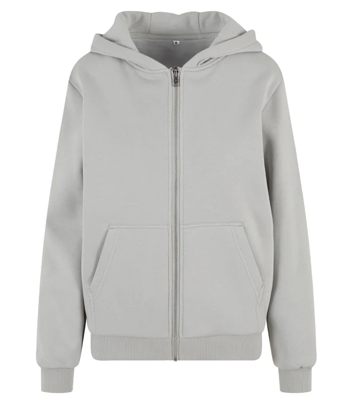 Build Your Brand Build Your Brand Womens fluffy zip hoodie in Light Asphalt