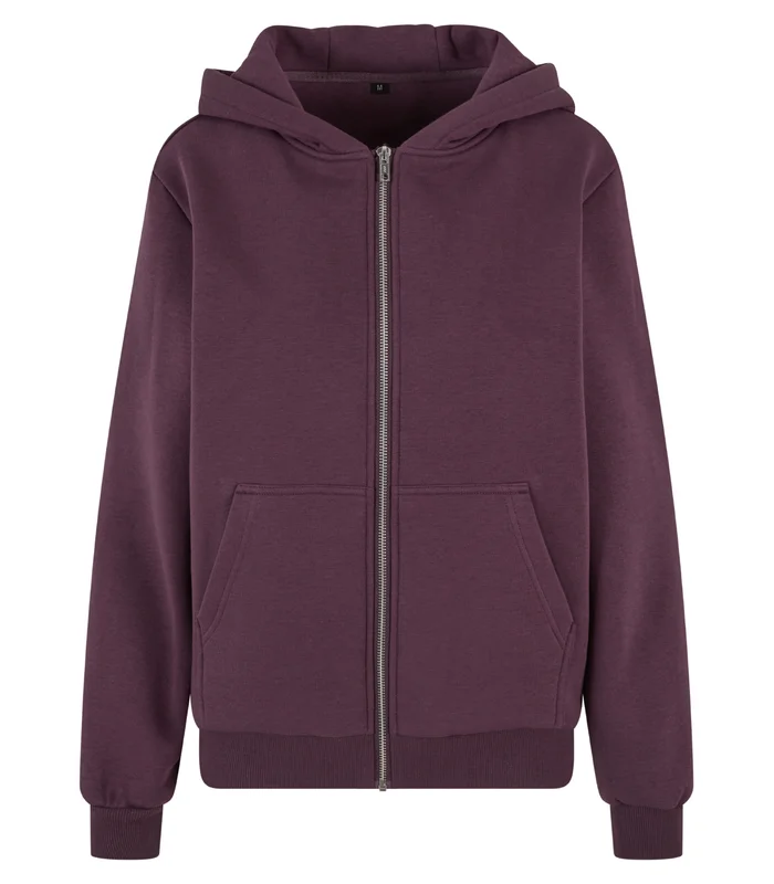 Build Your Brand Build Your Brand Womens fluffy zip hoodie in Plum Purple