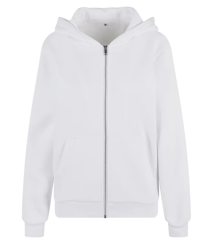 Build Your Brand Build Your Brand Womens fluffy zip hoodie in White