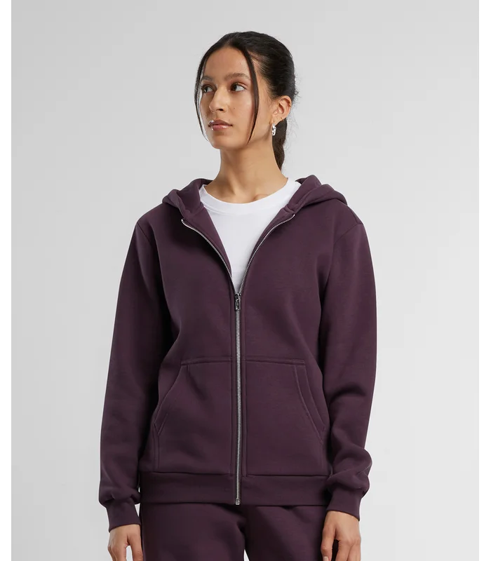 Build Your Brand Build Your Brand Womens fluffy zip hoodie in Black