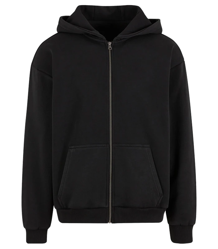 Build Your Brand Build Your Brand Vintage heavy zip hoodie in Black