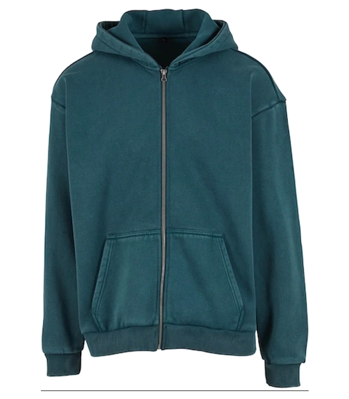 Build Your Brand Build Your Brand Vintage heavy zip hoodie in Bottle Green