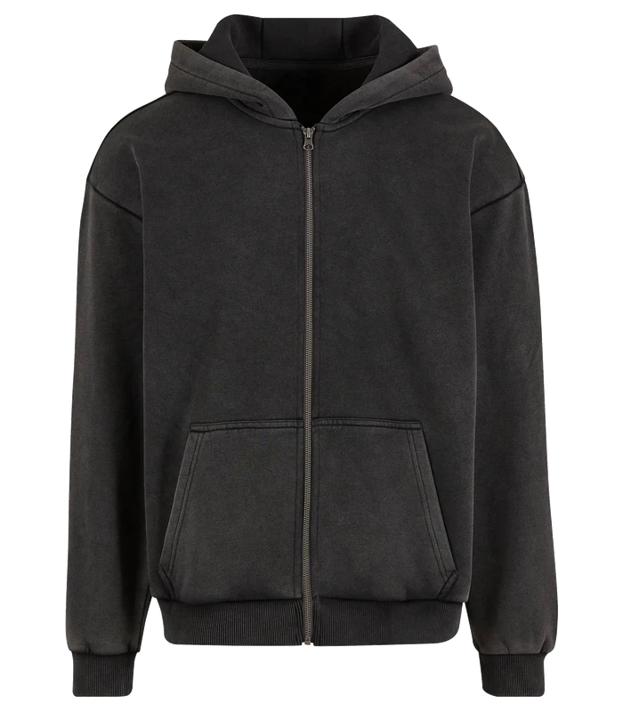 Build Your Brand Build Your Brand Vintage heavy zip hoodie in Magnet