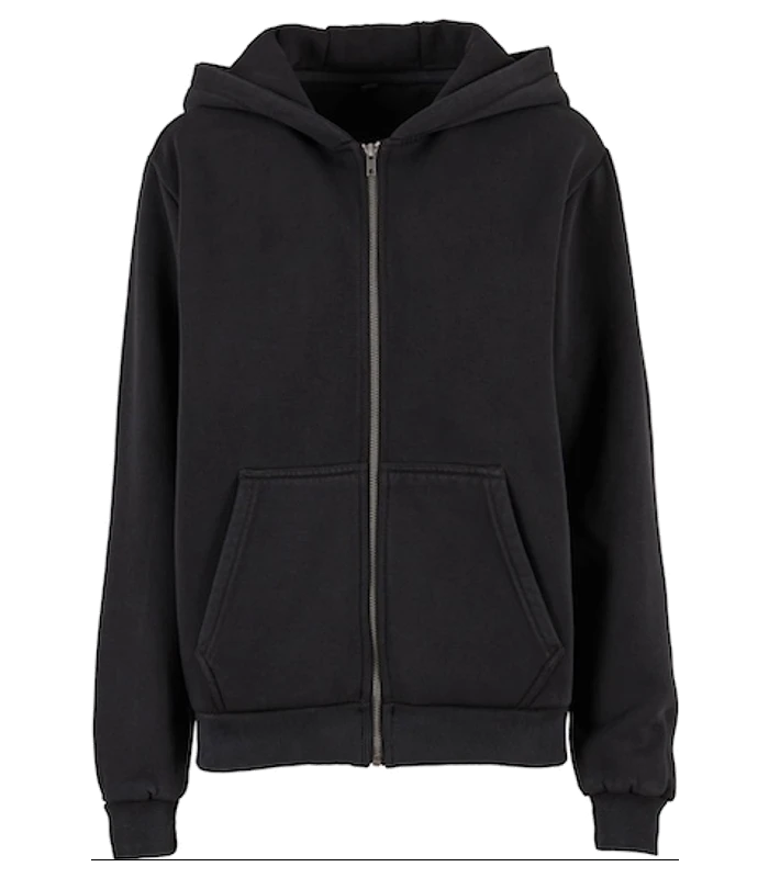 Build Your Brand Build Your Brand Womens vintage heavy zip hoodie in Black