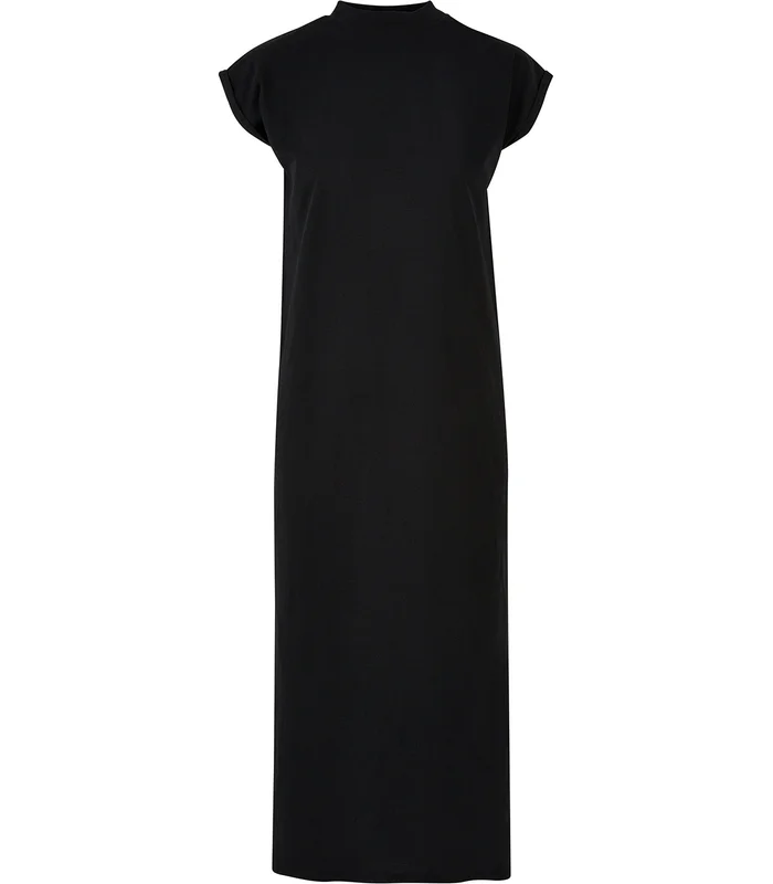 Build Your Brand Build Your Brand Womens long extended shoulder dress in Black