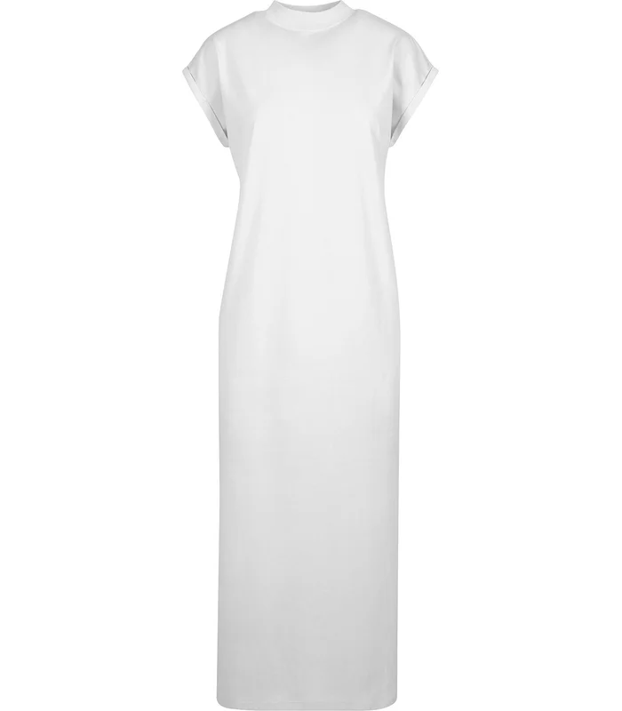 Build Your Brand Build Your Brand Womens long extended shoulder dress in White