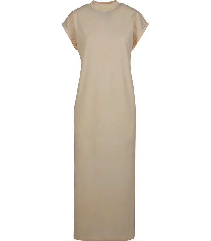 Build Your Brand Build Your Brand Womens long extended shoulder dress in White Sand