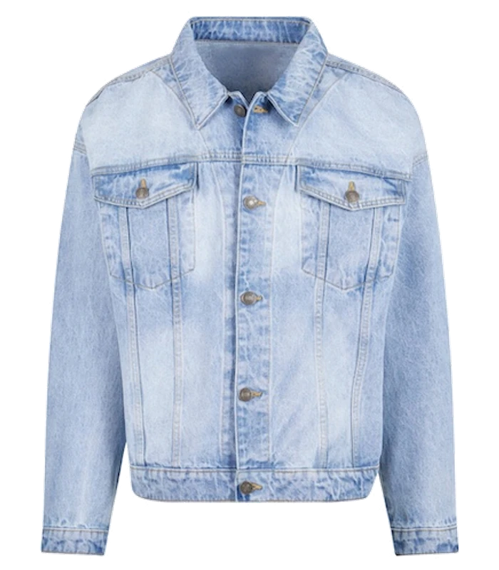 Build Your Brand Build Your Brand Heavy ounce boxy denim jacket in New Light Blue Washed