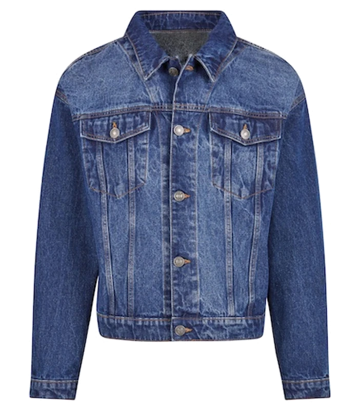 Build Your Brand Build Your Brand Heavy ounce boxy denim jacket in New Mid Blue Washed