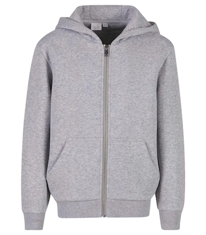 Build Your Brand Build Your Brand Kids fluffy zip hoodie in Heather Grey