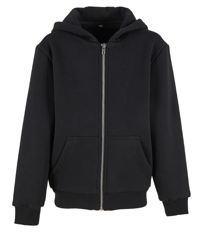 Build Your Brand Build Your Brand Kids fluffy zip hoodie in Black