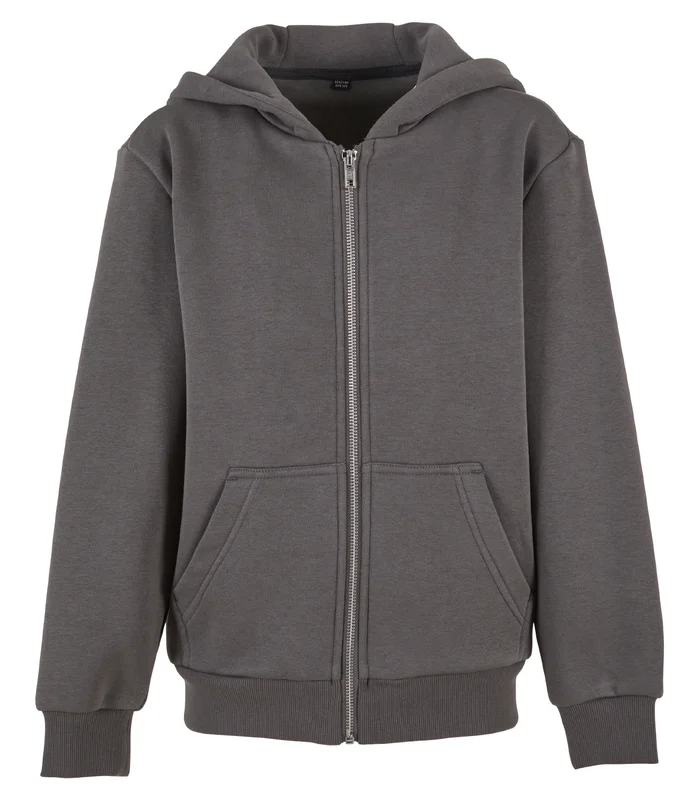 Build Your Brand Build Your Brand Kids fluffy zip hoodie in Magnet