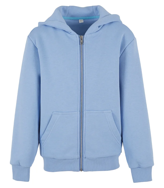 Build Your Brand Build Your Brand Kids fluffy zip hoodie in Powder Blue