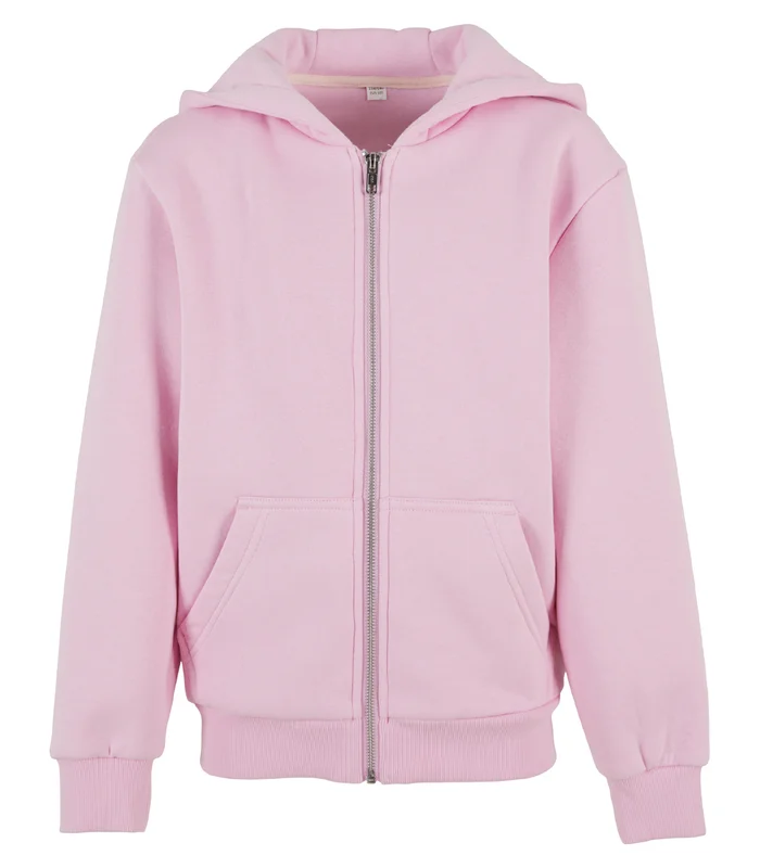 Build Your Brand Build Your Brand Kids fluffy zip hoodie in Soft Pink