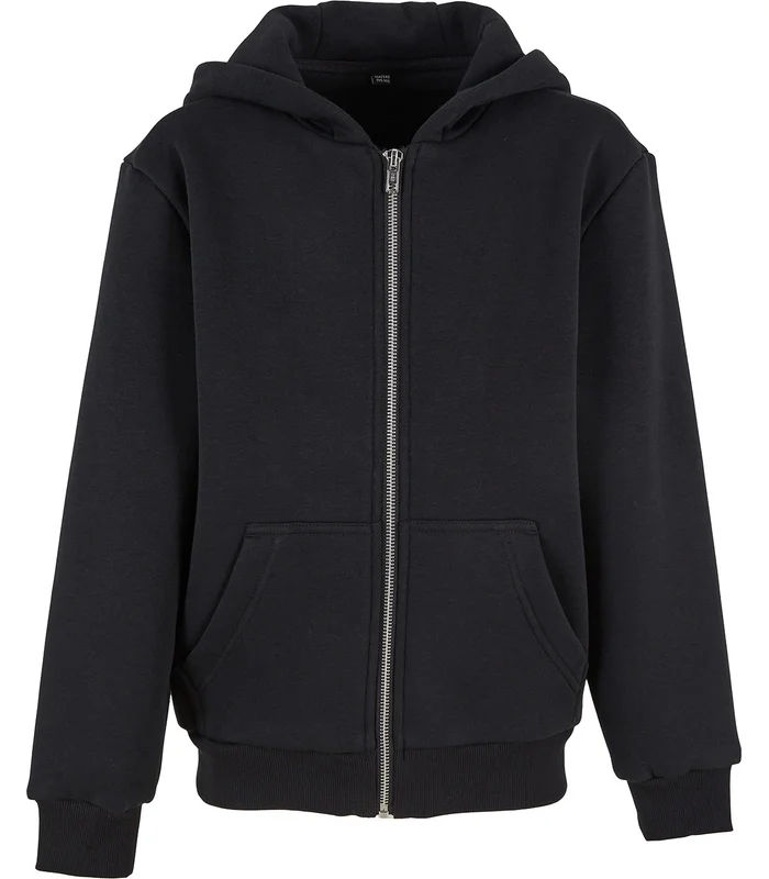 Build Your Brand Build Your Brand Kids fluffy zip hoodie in Black