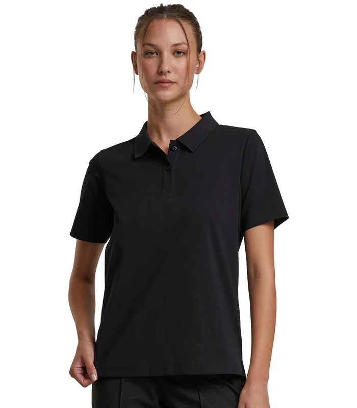 Build Your Brand Build Your Brand Womens Sorona polo tee in Black