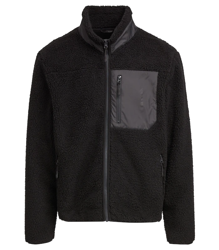 Build Your Brand Build Your Brand Bonded sherpa jacket in Black