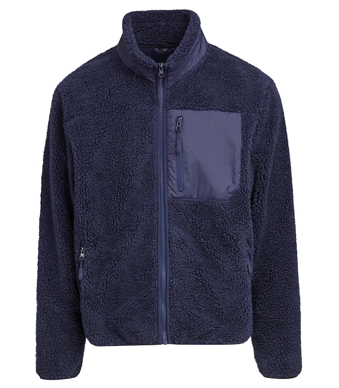 Build Your Brand Build Your Brand Bonded sherpa jacket in Navy