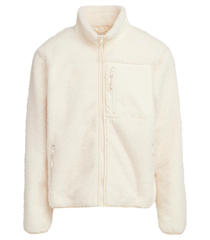 Build Your Brand Build Your Brand Bonded sherpa jacket in White Sand